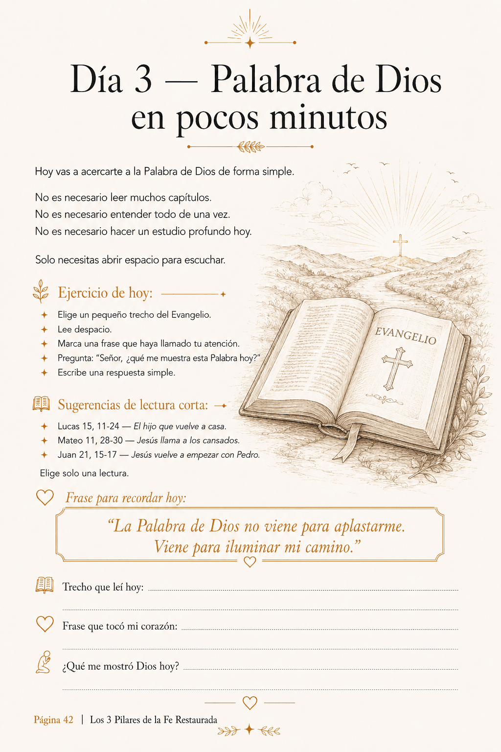 Página 2 del interior de Los 3 Pilares de la Fe Restaurada